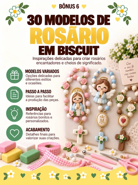 Capa do Bônus #6 — 30 Modelos de Rosário em Biscuit