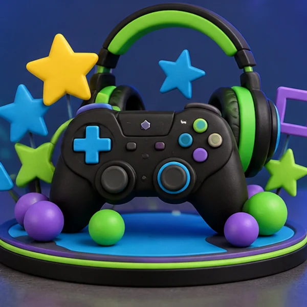 Topo de bolo infantil com tema gamer em biscuit
